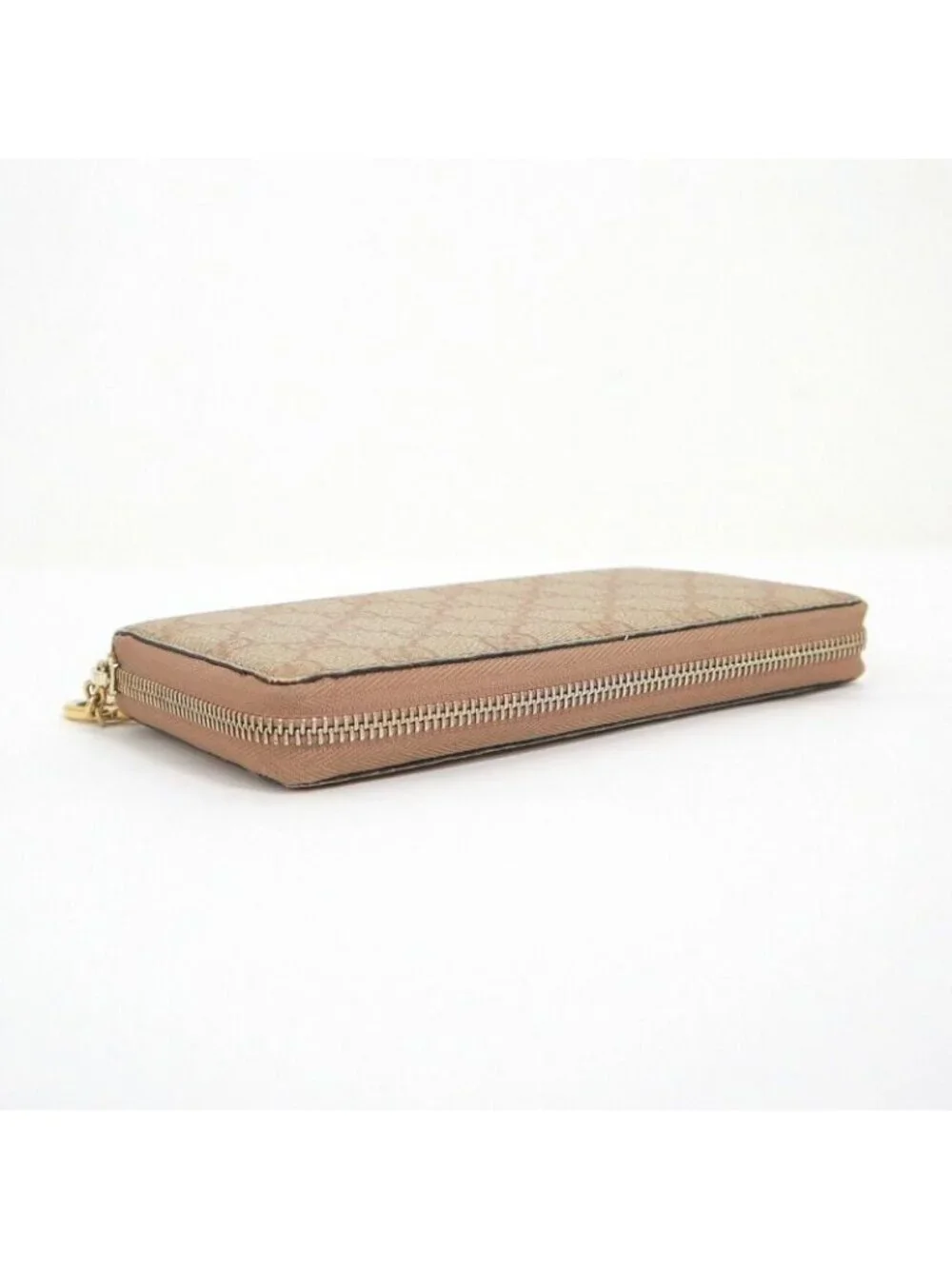 Gucci Zip Around Wallet GG Supreme Canvas Beige Pink - Picture 3 of 7
